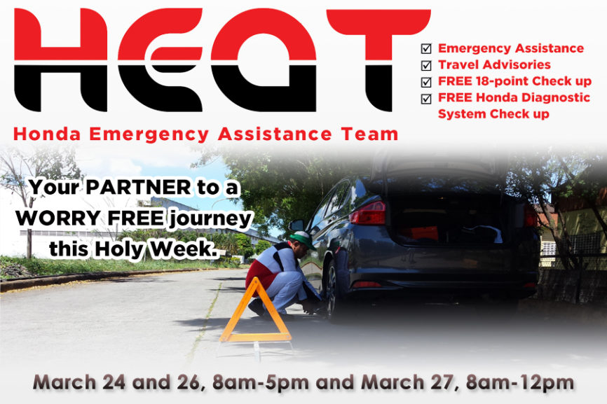 Honda offers FREE "Road Assistance" this Holy Week